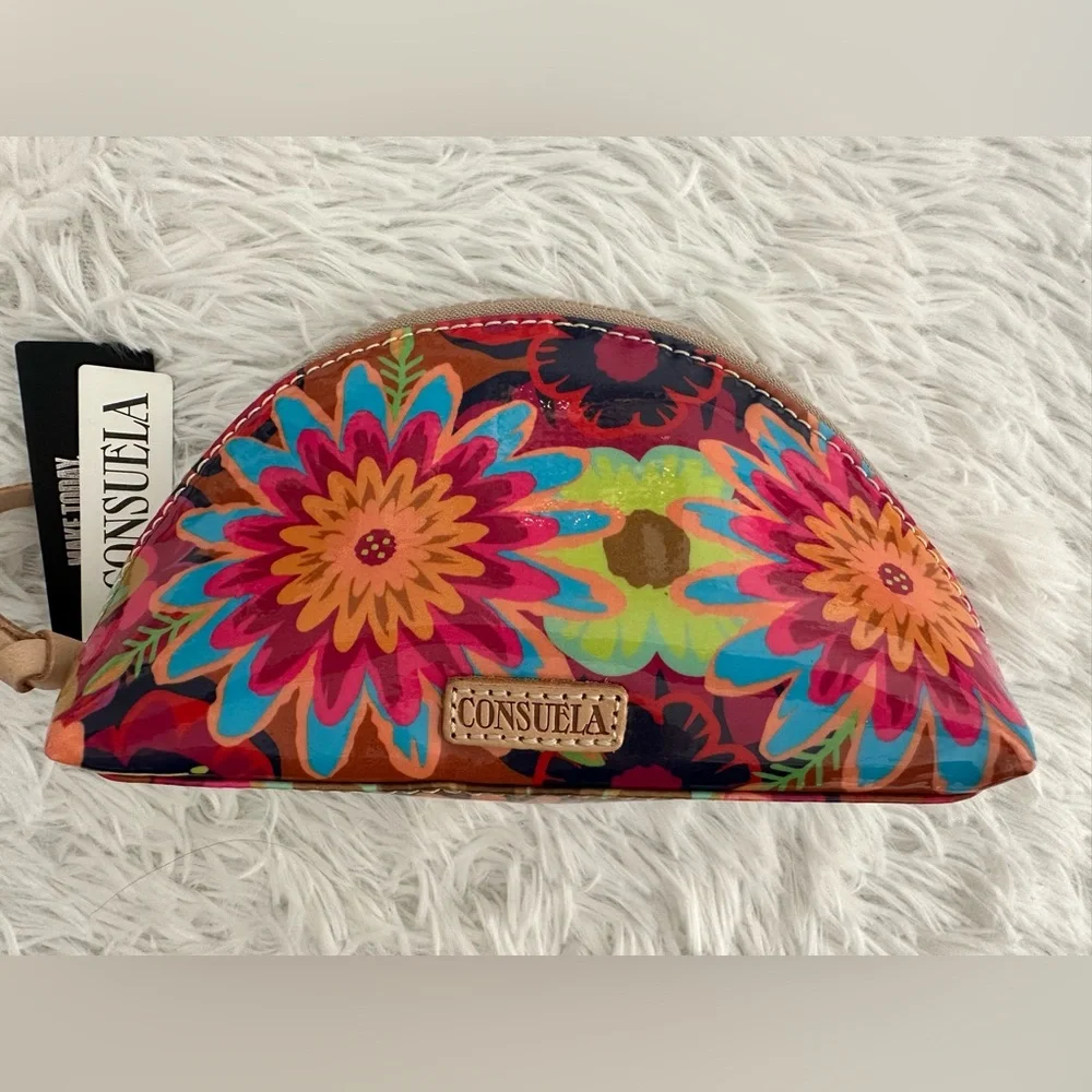 New Consuela Mod‎ Floral Legacy Medium Domed Toiletry Makeup Cosmetic Bag Rare